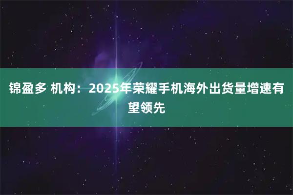 锦盈多 机构：2025年荣耀手机海外出货量增速有望领先